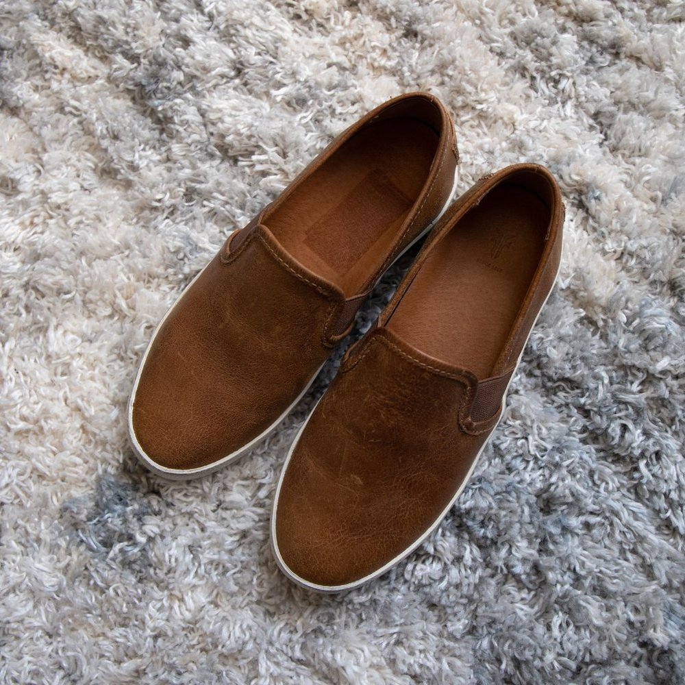 Frye Slip On Sneakers Brown Dylan Cognac NEW